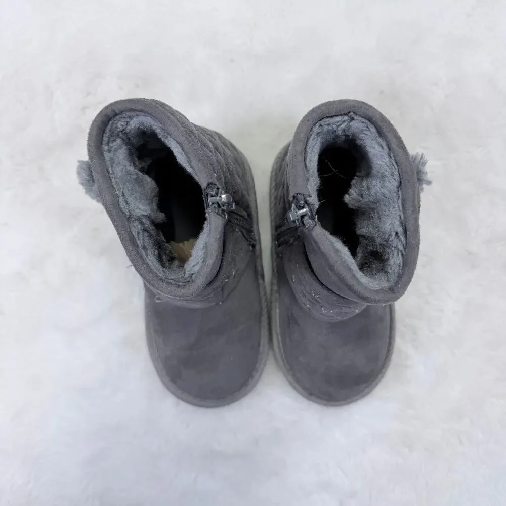 Michael Kors Little Girls Gray Faux Fur Winter Boots Size 7